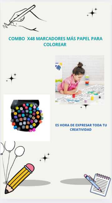 COMBO 48 MARCADORES MAS PAPEL 3 M